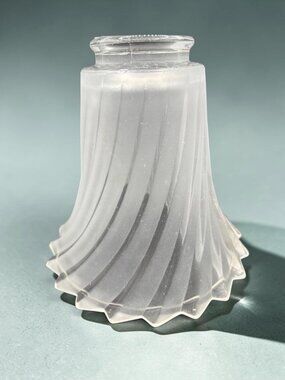Vintage Frosted Glass Lamp Shade With Swirl Design And Flared Edges Art Deco Sty